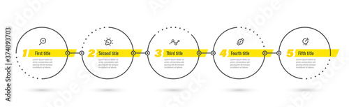 Vector Infographic design template with icons and 5 options or steps. Can be used for process diagram, presentations, workflow layout, banner, flow chart, info graph.