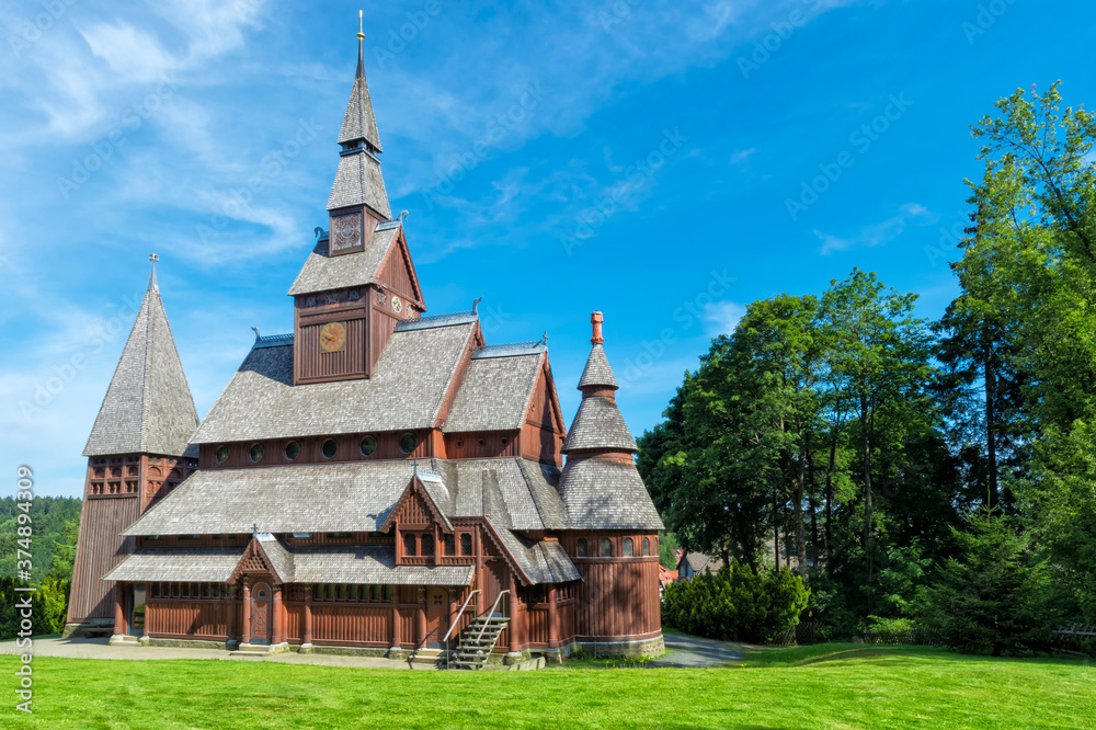 Protestant Gustav Adolf Stave Church, Hahnenklee, Harz, Lower Saxony, Germany Protestant Gustav Adolf Stave Church, Hahnenklee, Harz, Lower Saxony, Germany