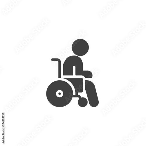 Handicapped person vector icon. filled flat sign for mobile concept and web design. Disabled man with wheelchair glyph icon. Symbol, logo illustration. Vector graphics