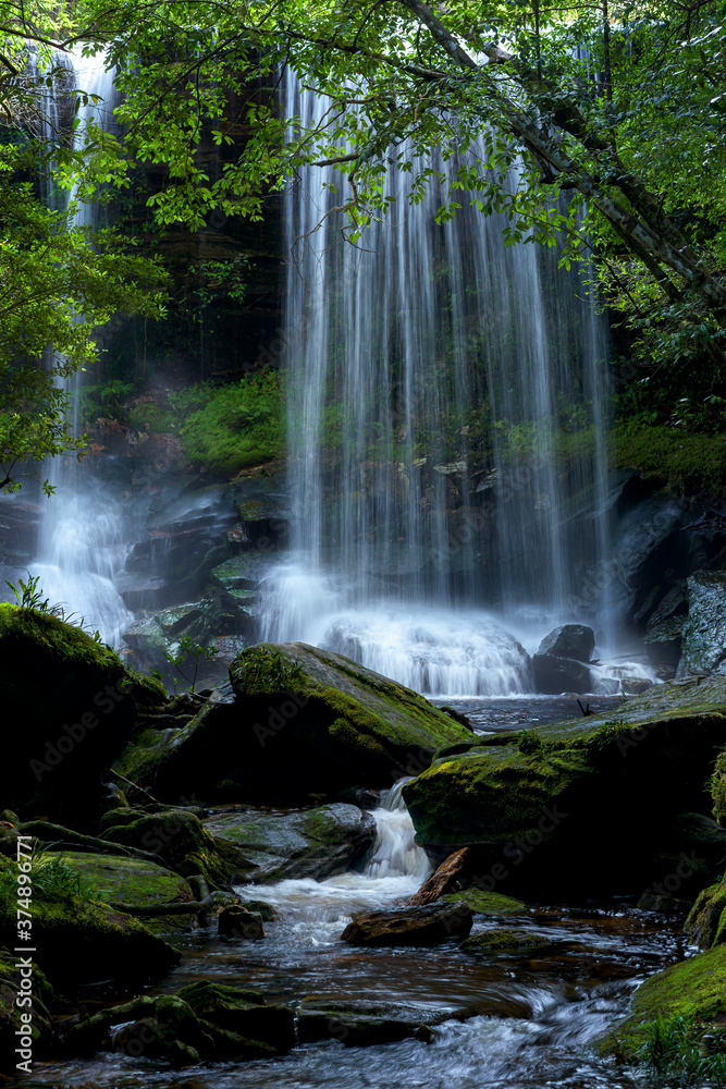 Beautiful deep forest waterfall at Thailand.