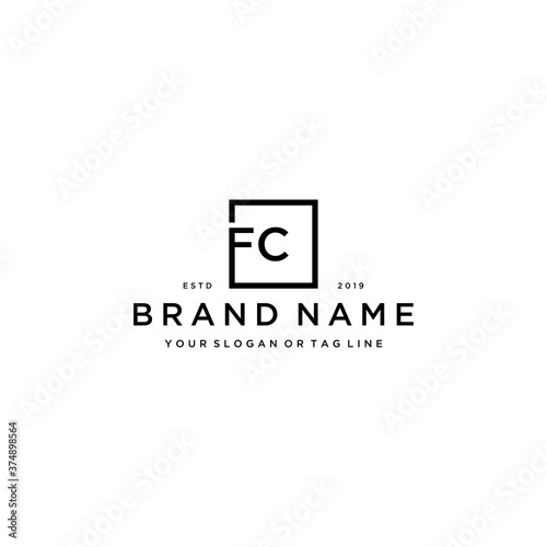 letter FC with a square design vector photo