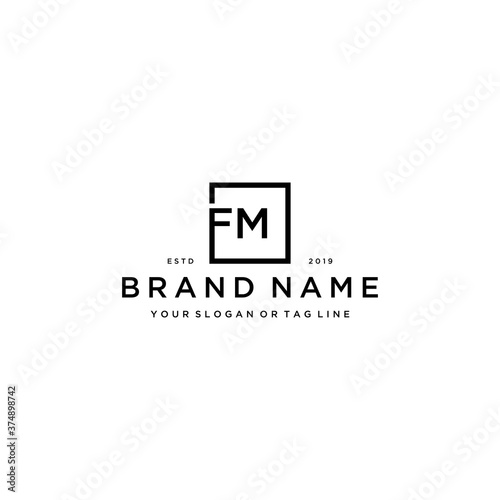 letter FM with a square design vector