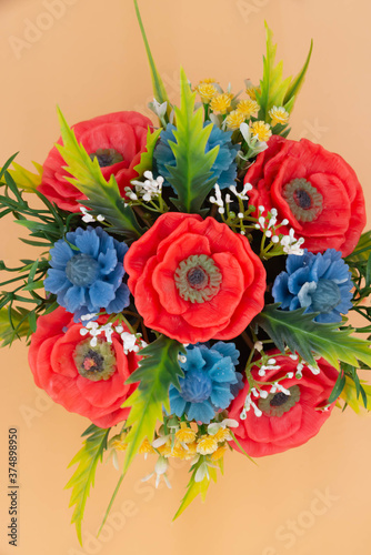 beautiful bouquet of flowers. flowers in a pot. artificial bouquet