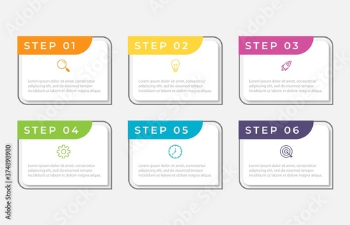 Presentation business infographic template with 6 options. Vector illustration.