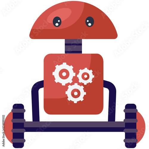 
Robotic automation in trendy flat style, bionic man
