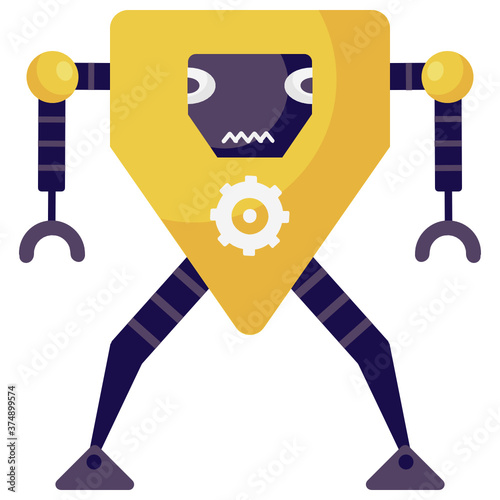 
Robot wearing shield, welding robot in flat style 
