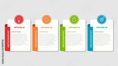 Business process infographic template. Thin line design with numbers 4 options or steps. Vector illustration graphic design