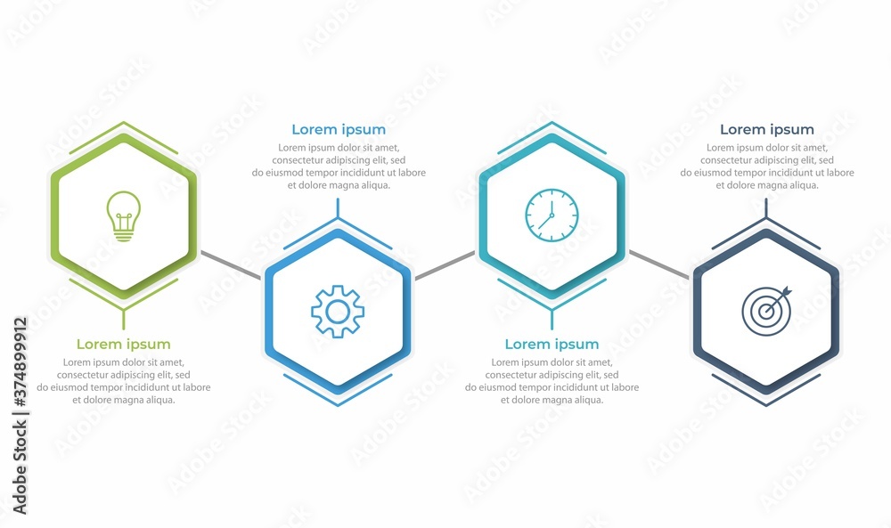 Business process infographic template. Thin line design with numbers 4 options or steps. Vector illustration graphic design Business process infographic template. Thin line design with numbers 4 options or steps. Vector illustration graphic design