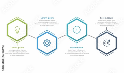 Business process infographic template. Thin line design with numbers 4 options or steps. Vector illustration graphic design