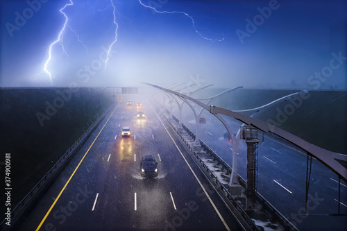 Cars driving on a highway i...