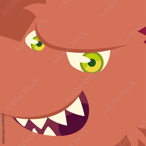 head of werewolf character for happy halloween