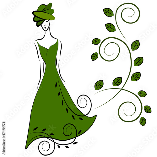 fashion lady in green dress
