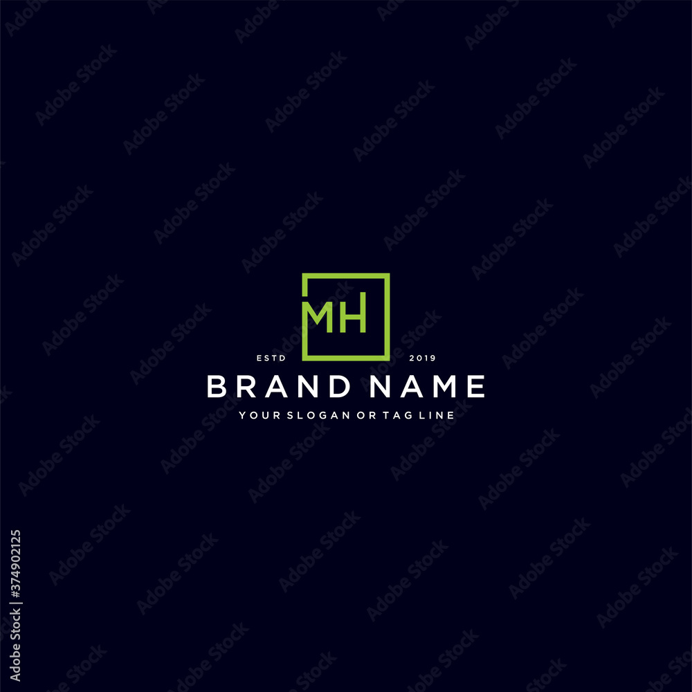 letter MH with a square design vector Stock Vector | Adobe Stock