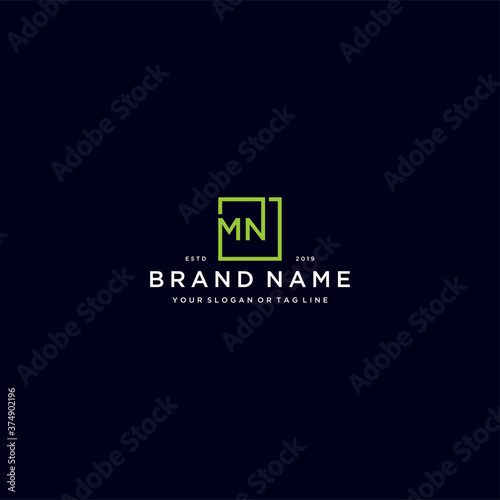letter MN with a square design vector