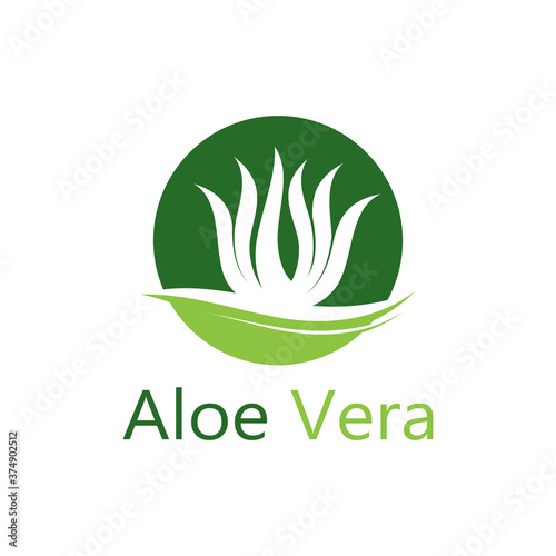 Aloe vera logo vector illustration template