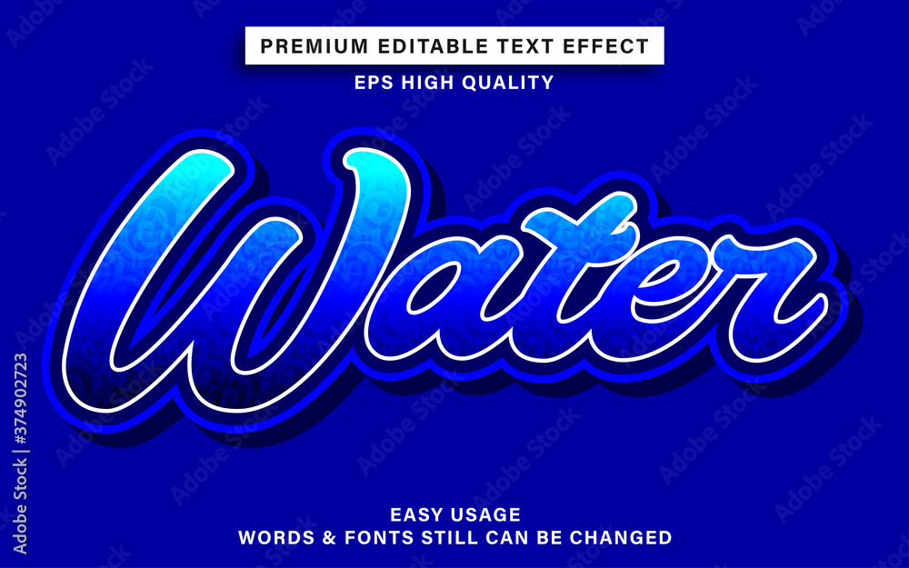 Editable text effect style water