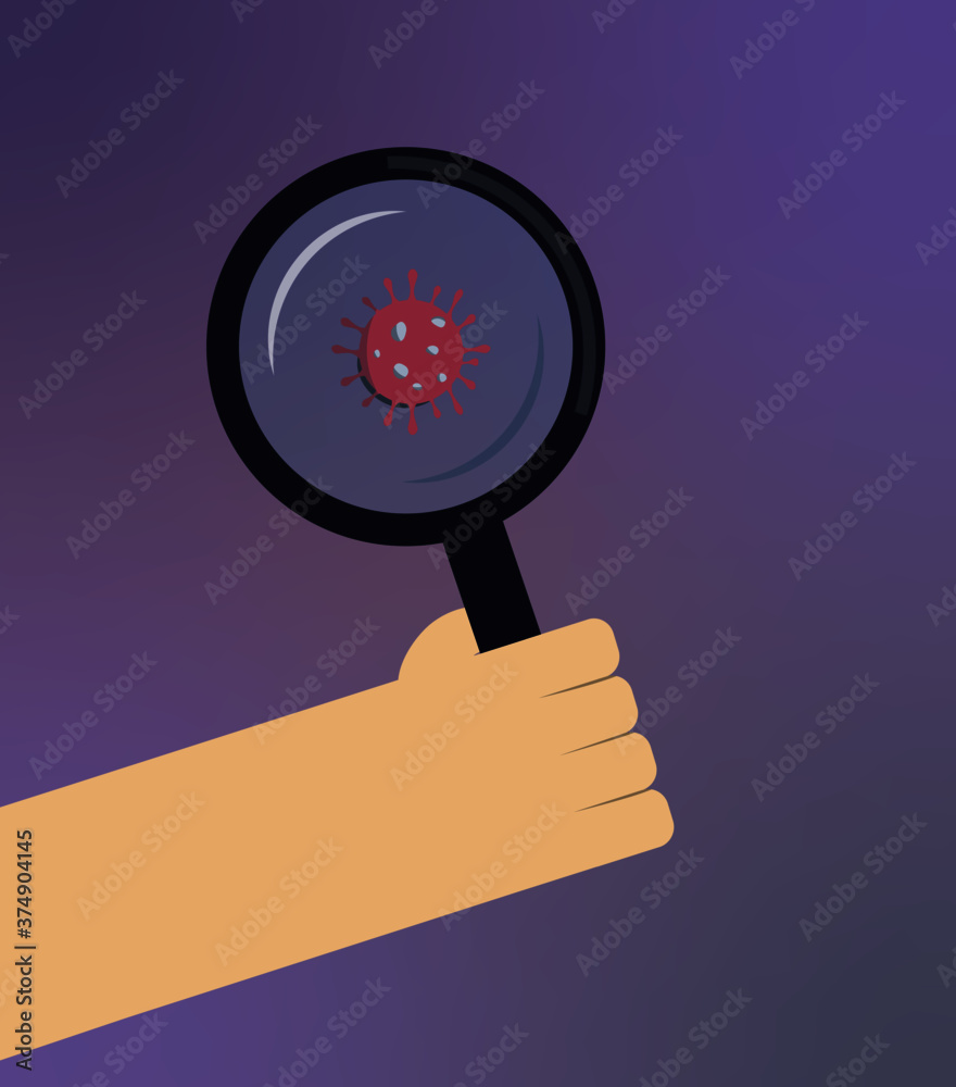 A hand holding a magnifying glass