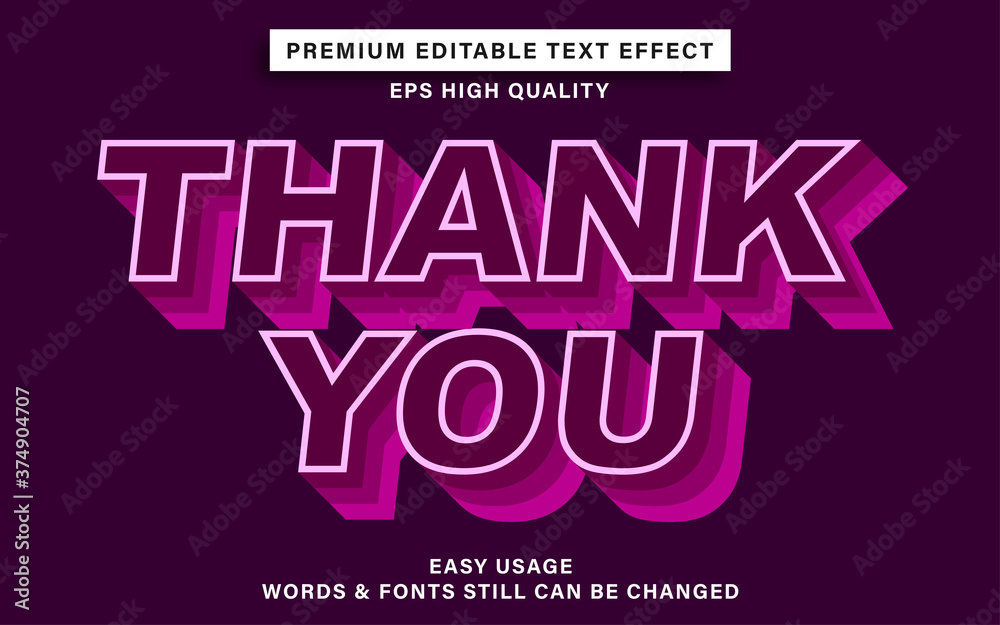 Editable text effect style thank you Editable text effect style thank you