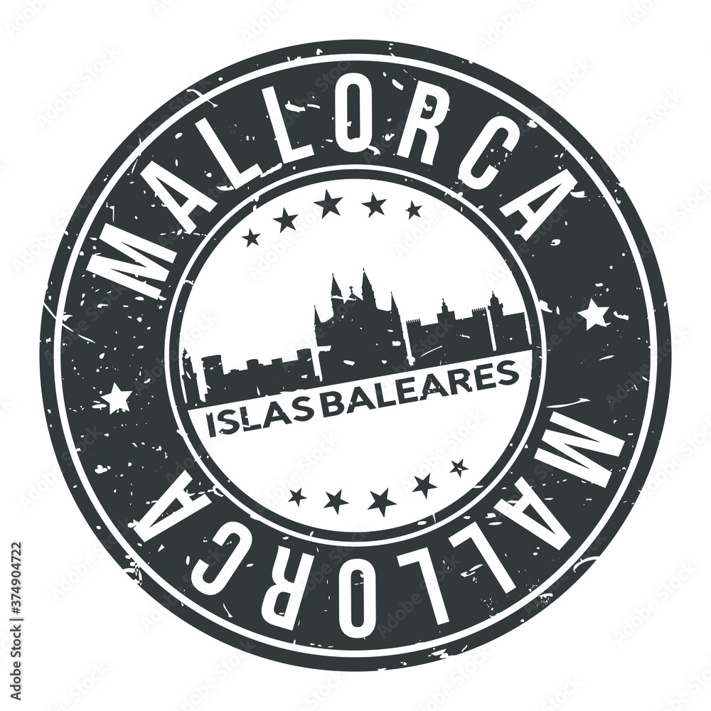 Mallorca Spain Round Stamp Icon Skyline City Design badge Rubber.