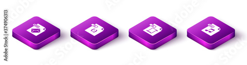 Set Isometric MSG file document, JS, and WAV icon. Vector.