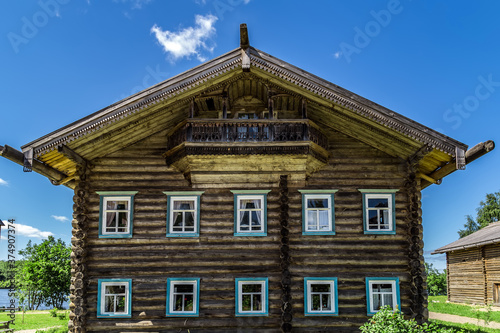 Old wooden house in the cottage panoramic