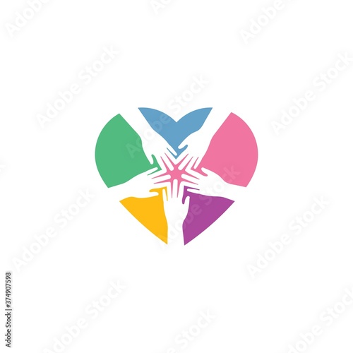 teamwork Hand love vector icon illustration design