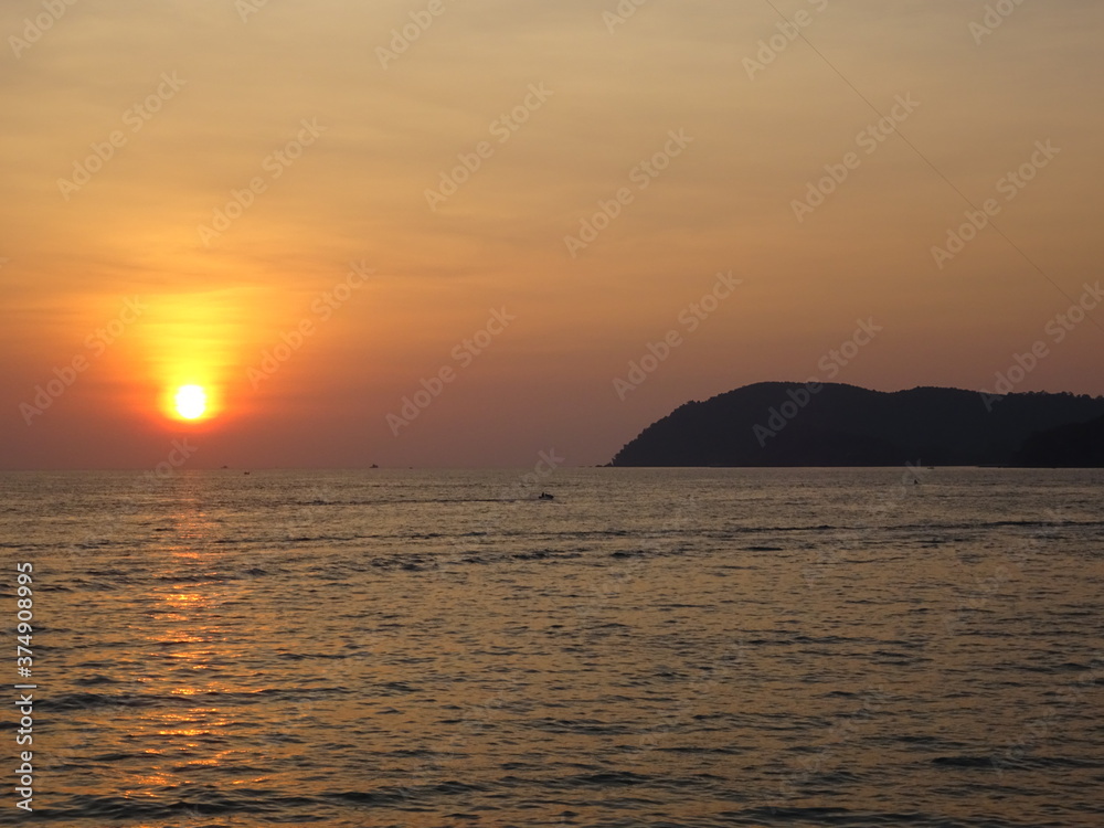 sunset at the beach in Lankawi, Malaysia