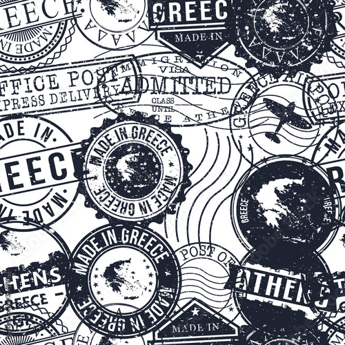 Athens Greece Stamps. City Stamp Vector Art. Postal Passport Travel. Design Set Pattern.