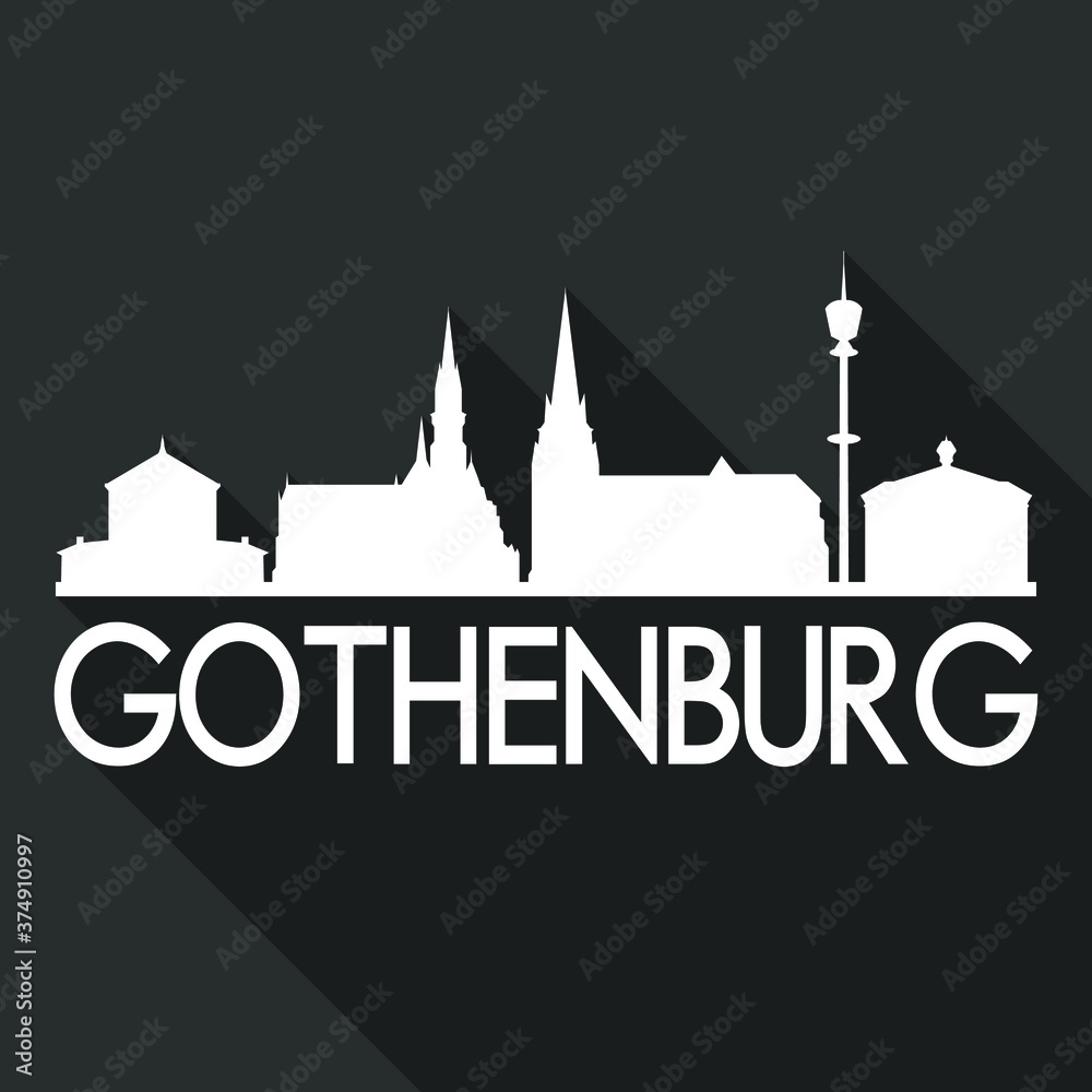 Fototapeta premium Gothenburg Flat Icon Skyline Silhouette Design City Vector Art Famous Buildings.