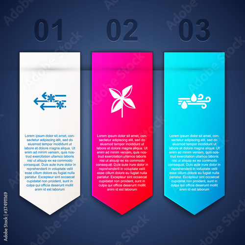 Set Wind and snow, Pinwheel and rain. Business infographic template. Vector.
