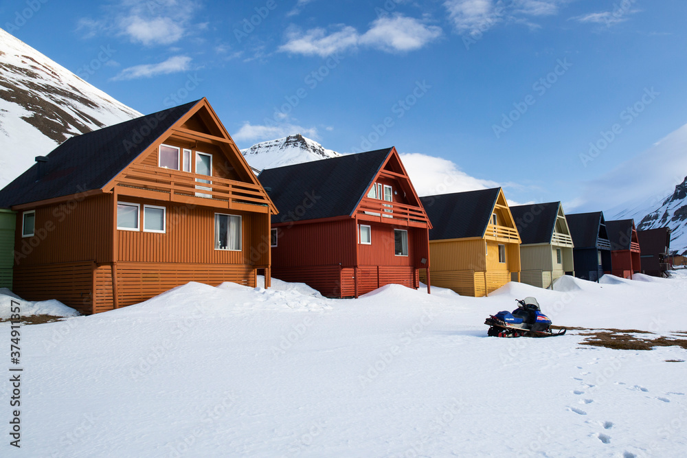 Colourful Houses in Longyearbyen, Svalbard, Norway 