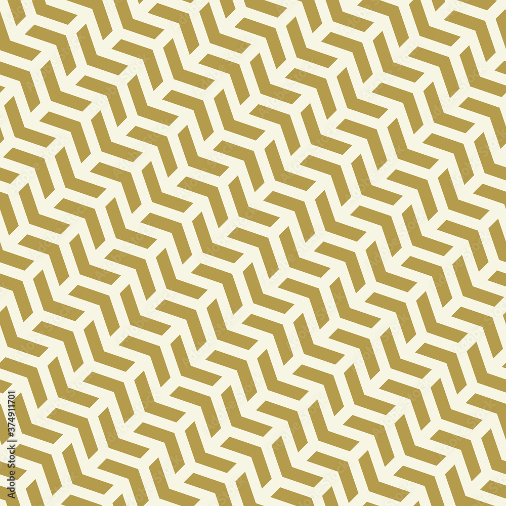Geometric vector pattern with diagonal golden arrows. Geometric modern ornament. Seamless abstract background