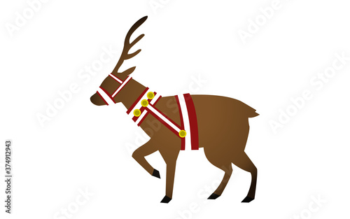 歩くトナカイのイラスト　クリスマスイメージ