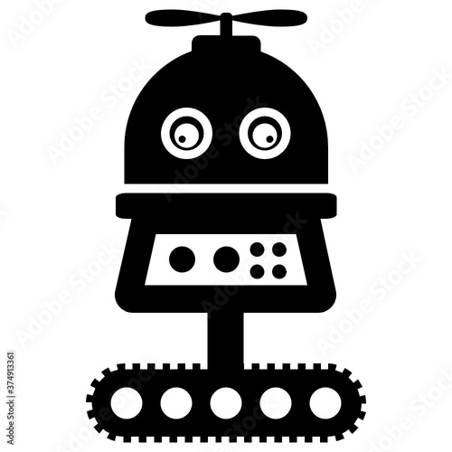 
Robot connected with conveyor belt, production robot icon 
