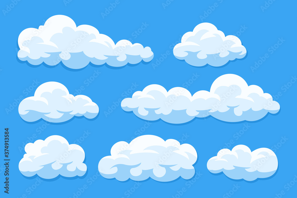Set of cartoon clouds Set of cartoon clouds