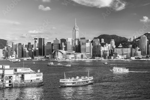 Scenery of Victoria harbor in Hong Kong city