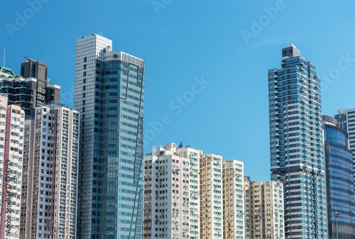 High rise building in downtown district of Hong Kong city © leeyiutung