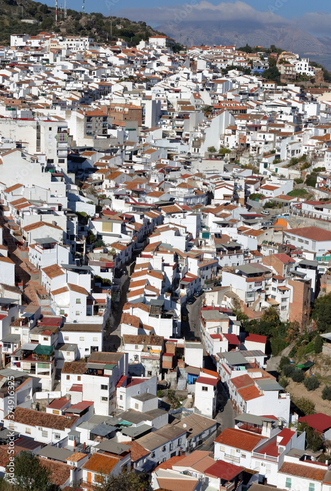 Alora, Andalucia, Spain: narrow alleys in a hillside white village 