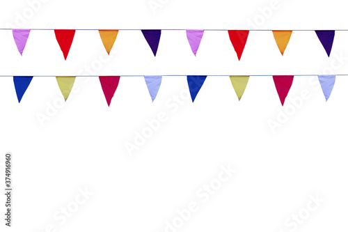 Wallpaper Mural multicolored flags festival hanging with shadow on white wall background Torontodigital.ca