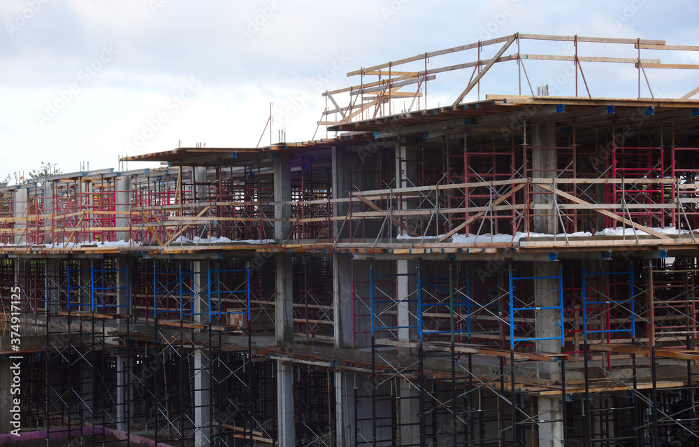 construction site metal beams structure house development construction site metal beams structure house development