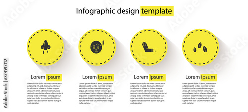 Set Runny nose, Fatigue, Inhaler and Sesame seeds. Business infographic template. Vector.