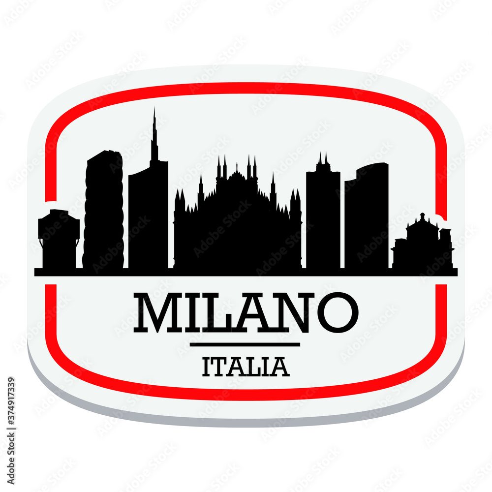 Italy Milano Label Stamp Icon Skyline City Design Tourism.