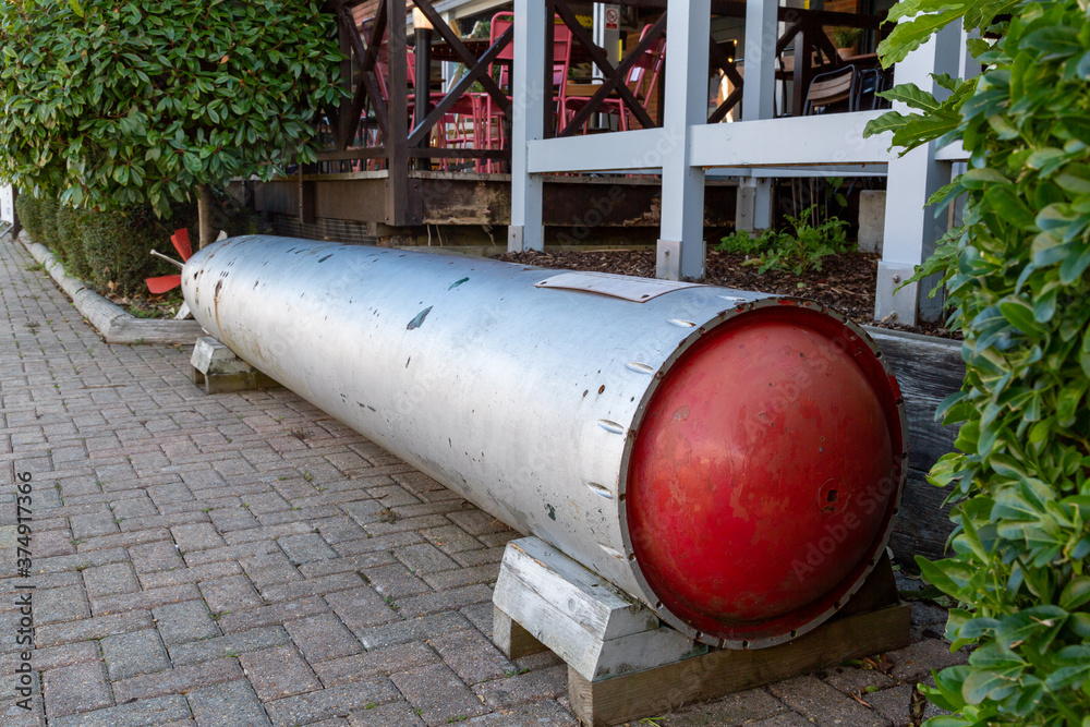 a Royal Navy Mark 8 torpedo on display a Royal Navy Mark 8 torpedo on display