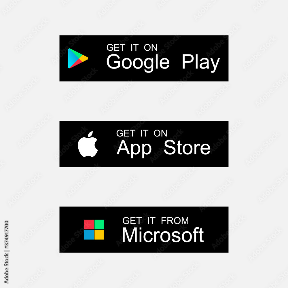 App store buttons set. Google Play Store logo. AppStore logo