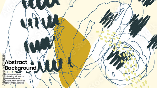 Abstract background illustration. Colorful lines, scribble and paint strokes. Decorative chaos wallpaper, backdrop. Hand drawn texture, decor elements and shapes. Eps10 vector.