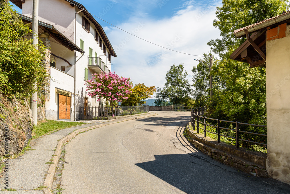 The streets in ancient village Castello Cabiaglio in the province of Varese, Lombardy, Italy