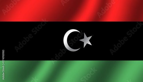 libya national wavy flag vector illustration