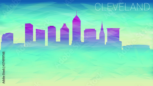 Cleveland Ohio City USA. Broken Glass Abstract Geometric Dynamic Textured. Banner Background. Colorful Shape Composition.