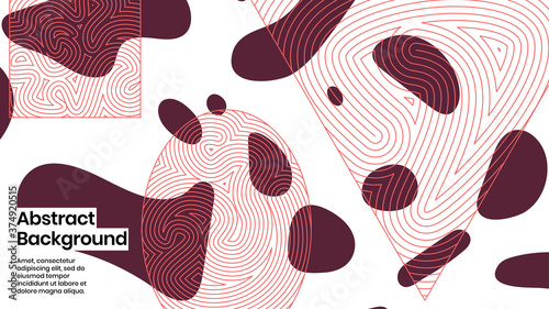 Abstract background illustration. Striped shapes and liquid strokes. Decorative minimal background, backdrop. Outline texture, geometric elements and flow shapes. Eps10 vector.