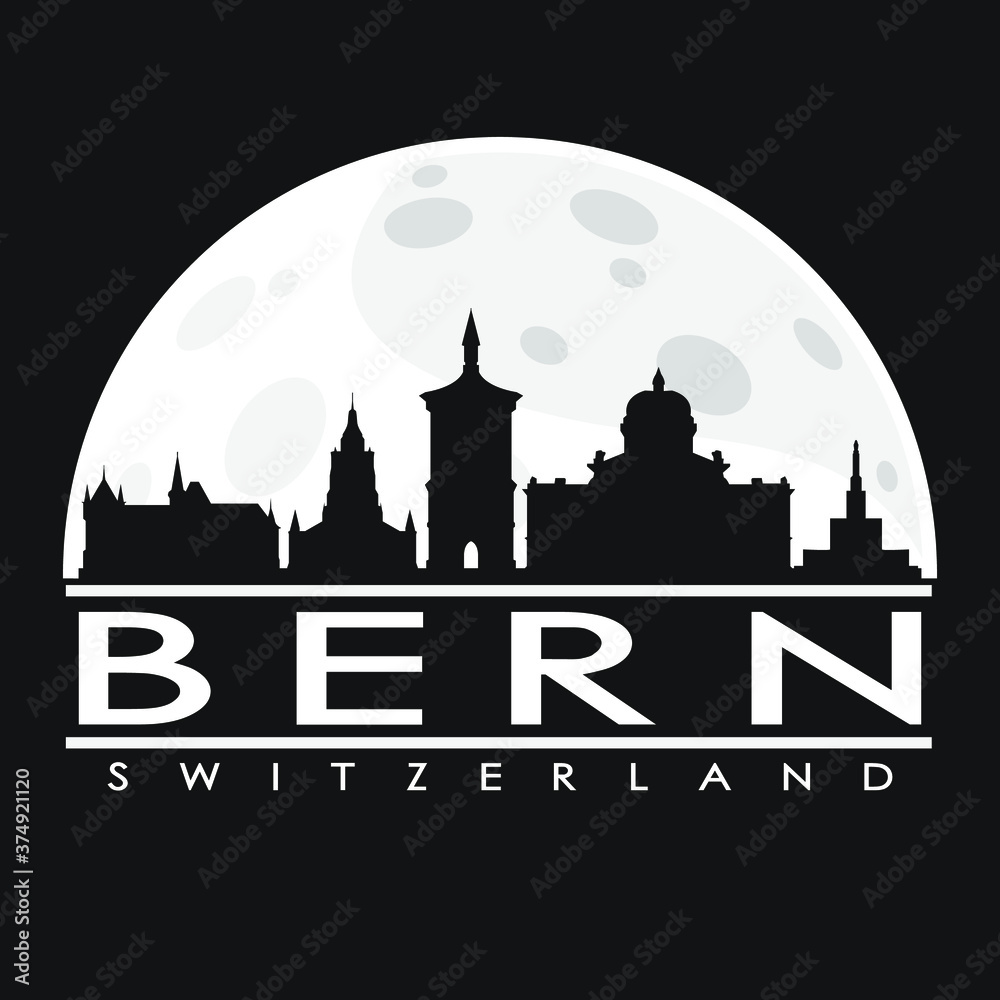 Bern Flat Icon Skyline Silhouette Design City Vector Art Famous Buildings.